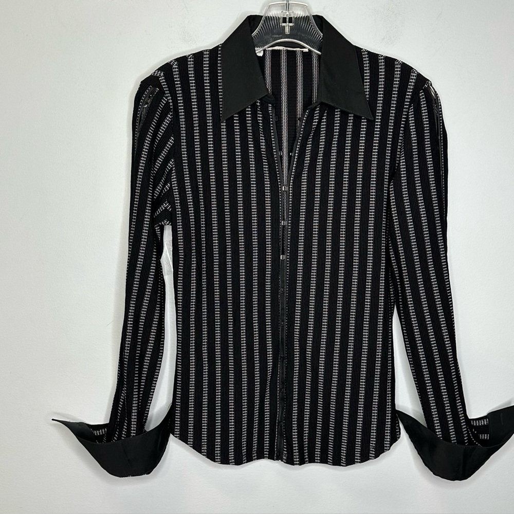 Rayure Made In France Women’s Stretch Striped Knit Cuffed Blouse Top 42, 8/10